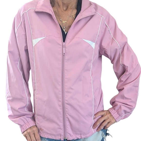 ]Alpine Tek Full Zip Retro Pastel Pink Windbreaker Jacket Women's Size S - Picture 2 of 16